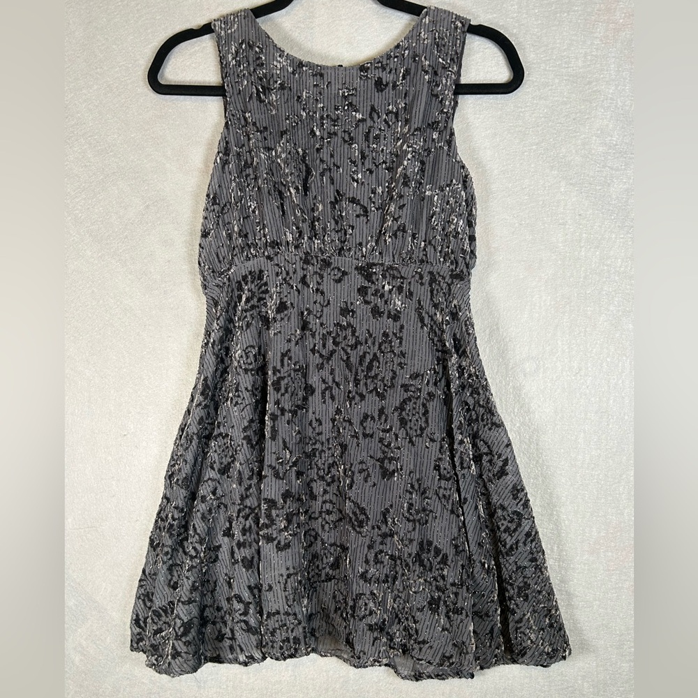 Free People Fit & Flare 90’s Burnout Grey & Black Women’s Party Dress Size O